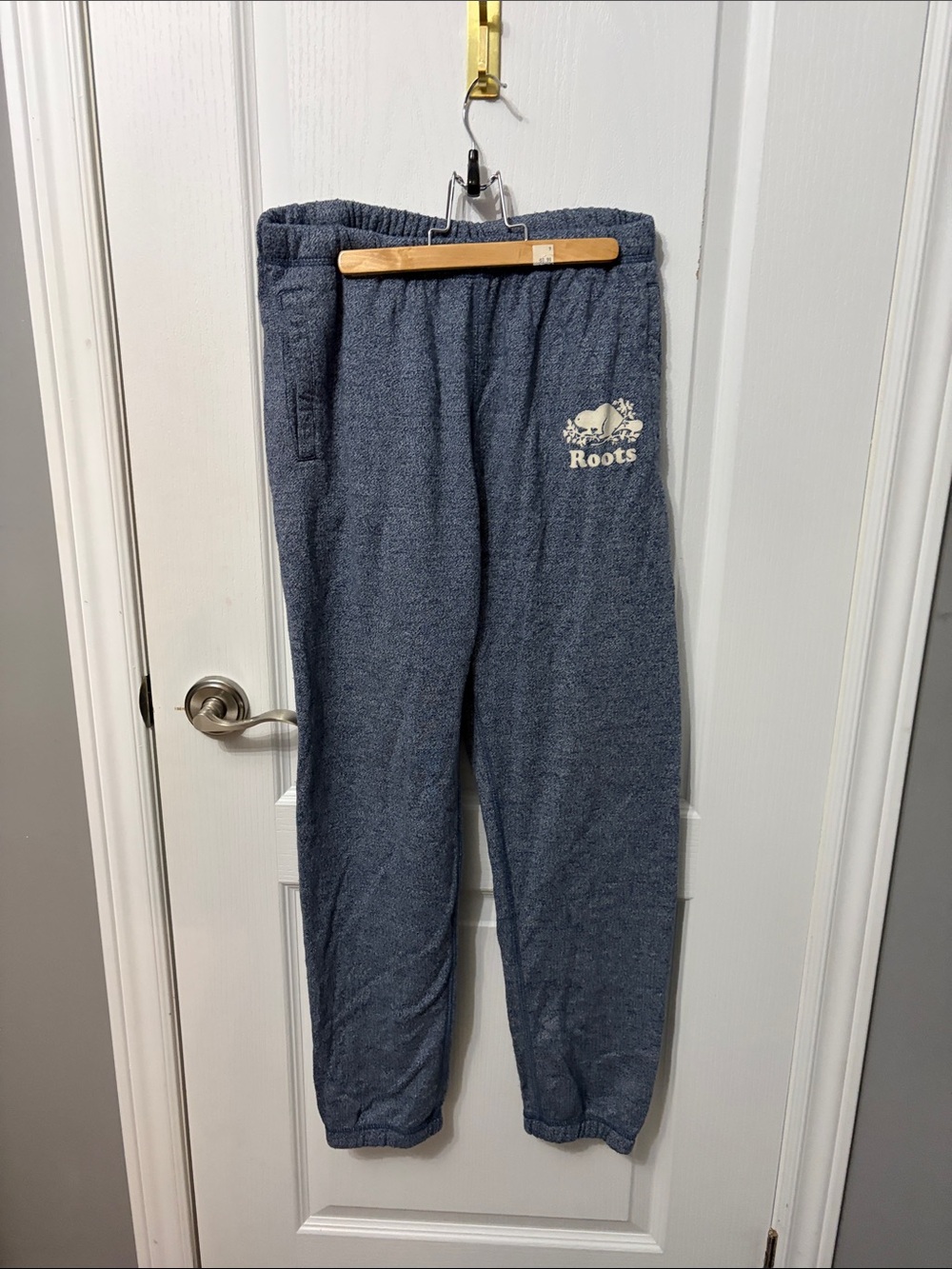 Roots Navy Terry Joggers with Cream Logo